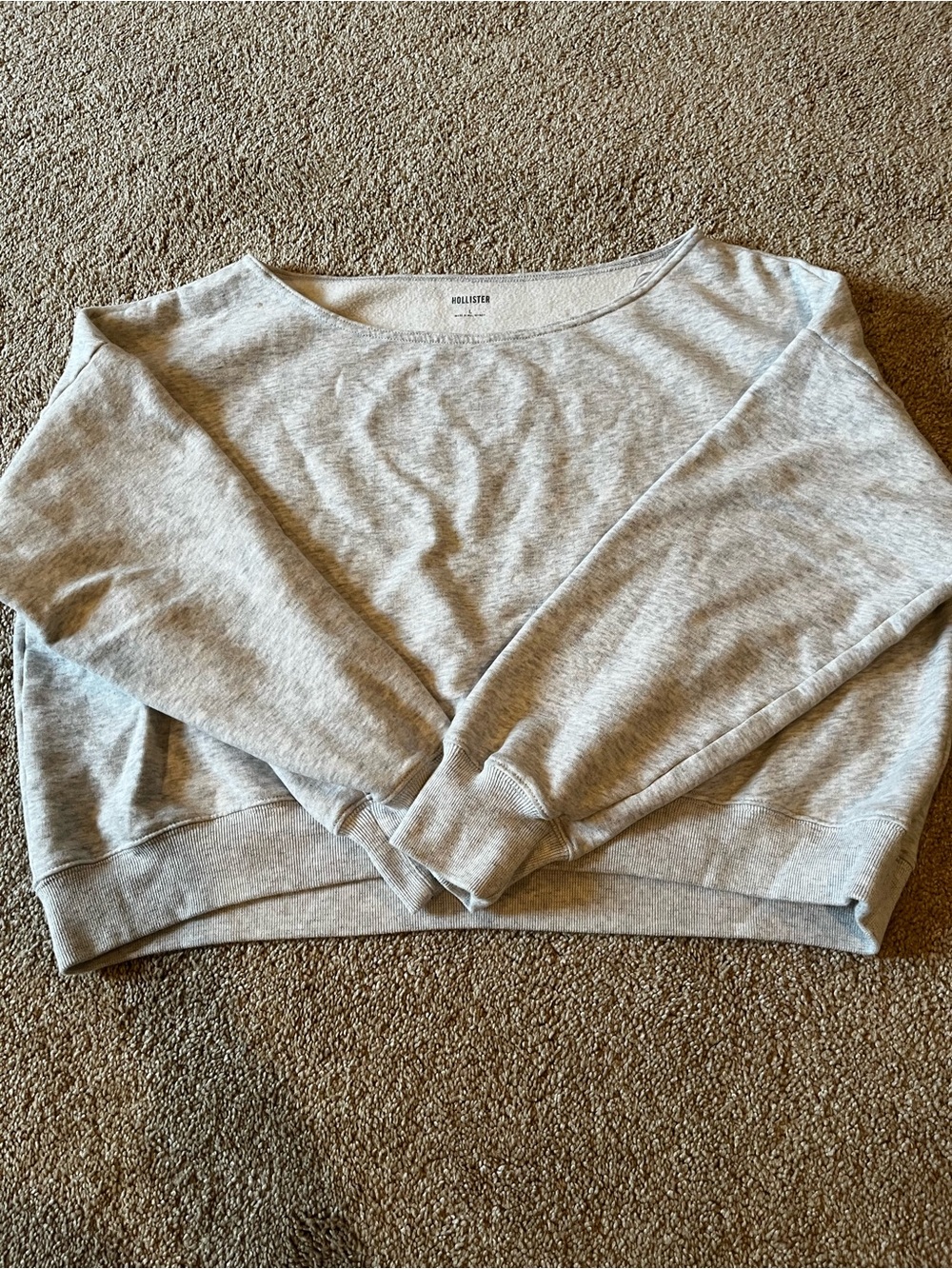 Hollister Light Gray off the shoulder Sweatshirt